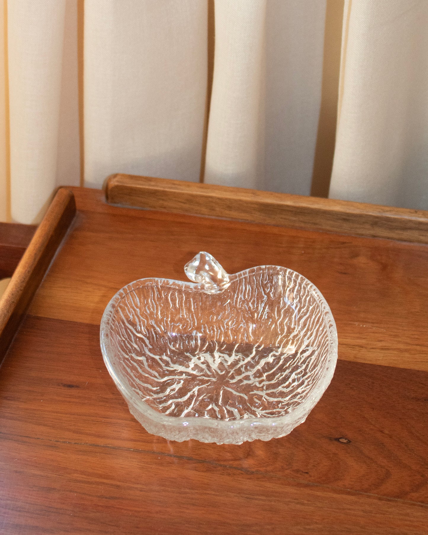 clear crystal textured glass vintage italian apple bowl