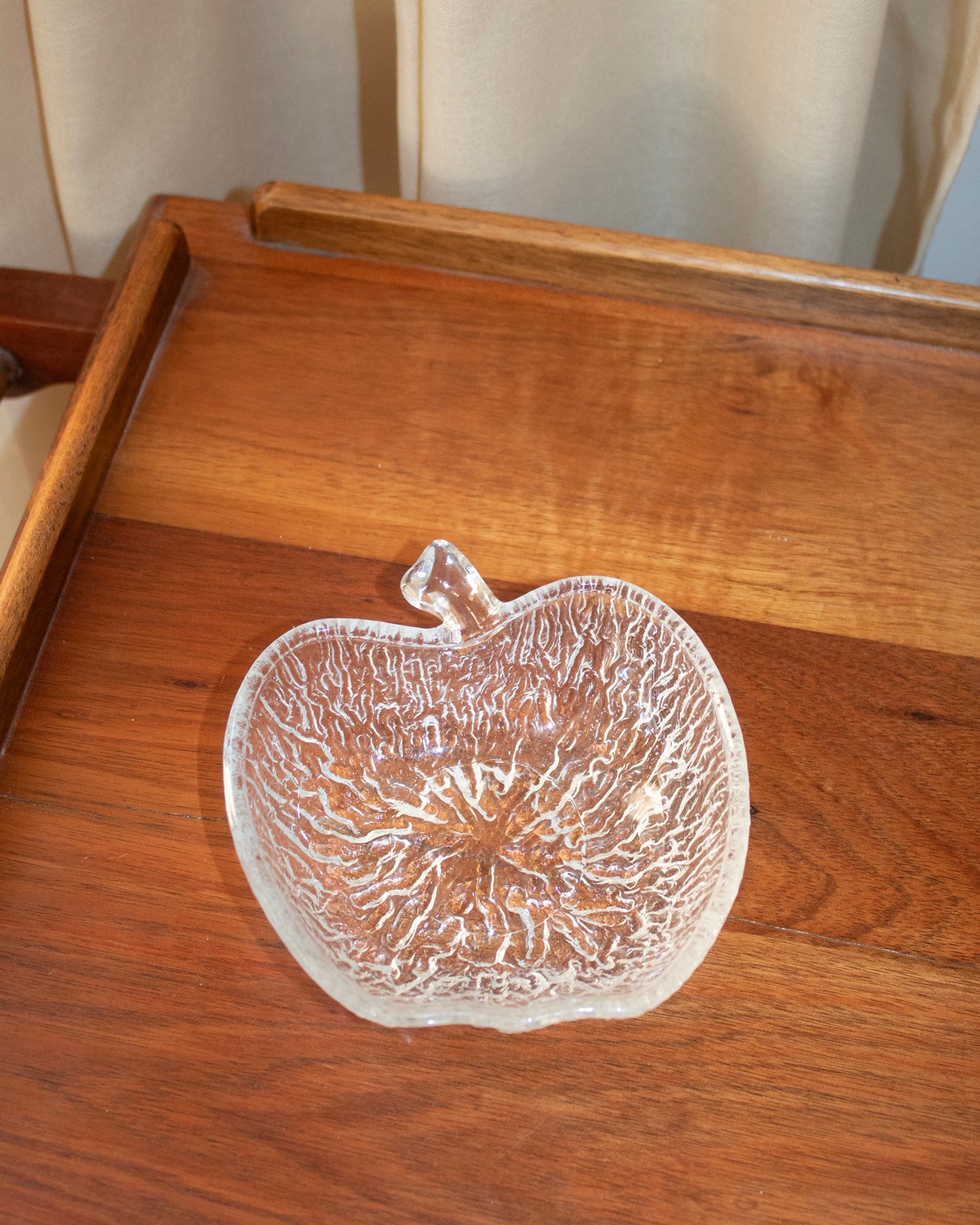 clear crystal textured glass vintage italian apple bowl