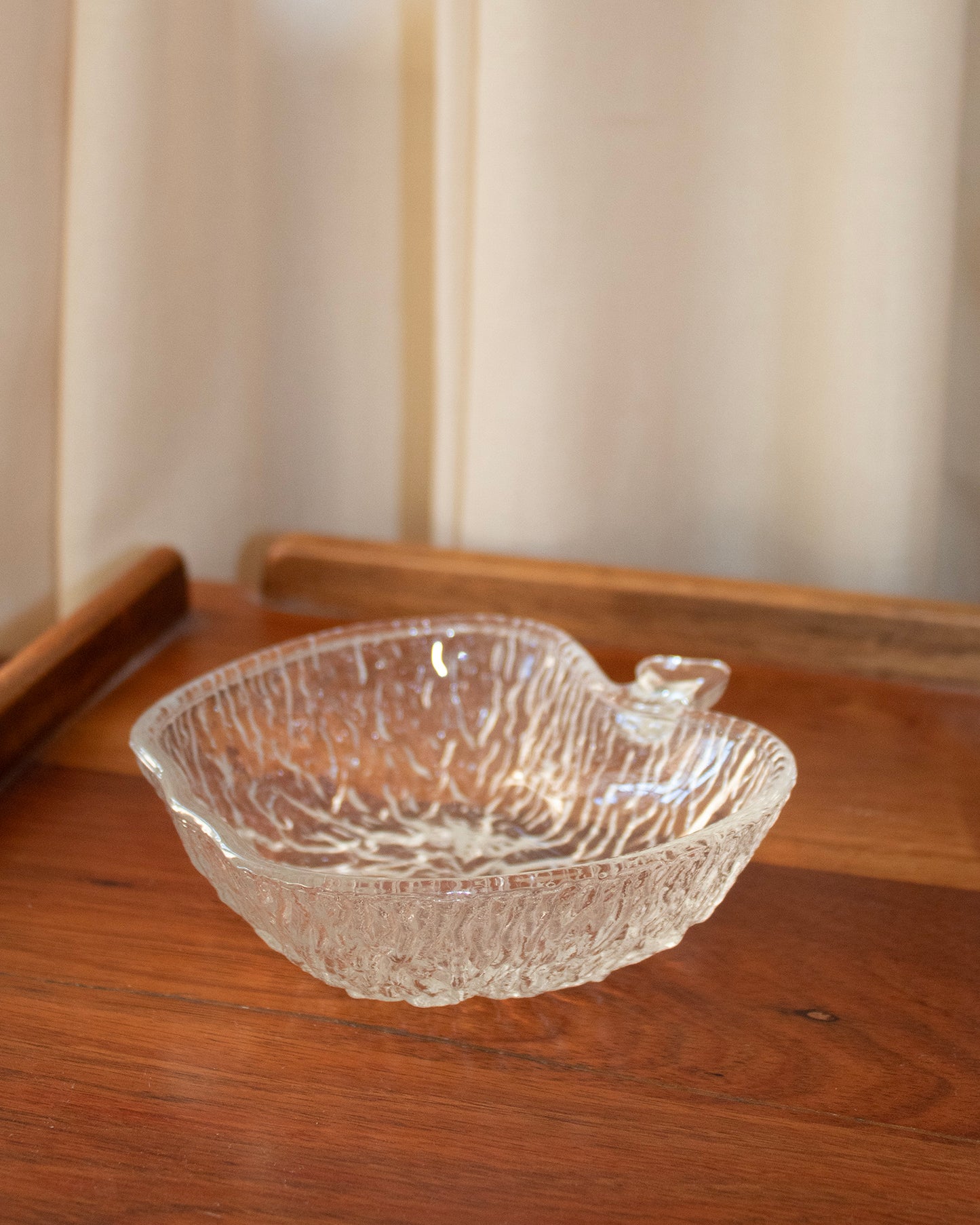 clear crystal textured glass vintage italian apple bowl