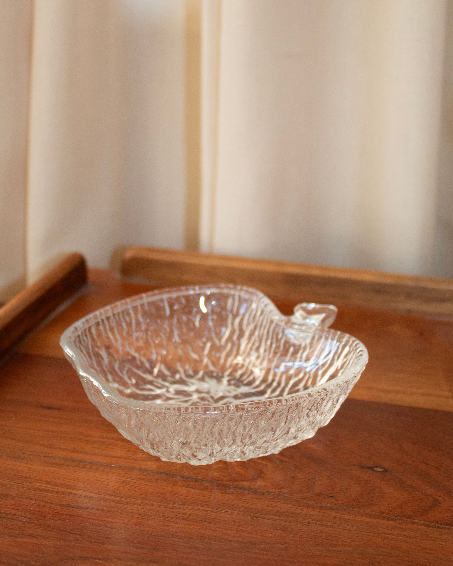 clear crystal textured glass vintage italian apple bowl